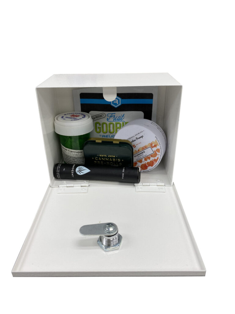 Secure-A-Meds Steel Locking Safe in use with CBD Medication Lock Box